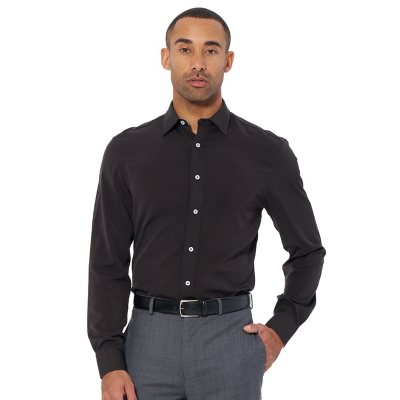 Nick Graham Men's Modern Fit Traveler Dress Shirt - Black 15.5 34/35:- Black, 15.5 34/35
