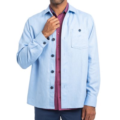 Nick Graham Linen Overshirt Light Blue M:- Light Blue, M