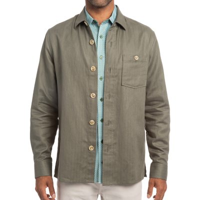 Nick Graham Linen Overshirt Olive XXL:- Olive, XXL
