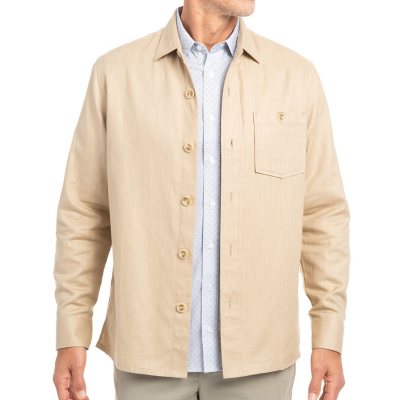 Nick Graham Linen Overshirt Taupe M:- Taupe, M