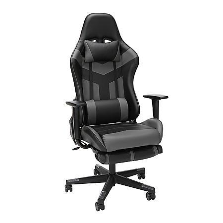 OFM Essentials Collection High Back PU Leather Gaming Chair, with Extendable Footrest, Choose a Color (ESS-6075FR)