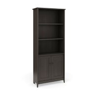 Quarters & Craft Harvey Manor Collection Home Office Library Bookcase, in Brushed Black (QCLIBCB)