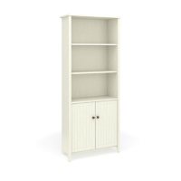 Quarters & Craft High Tide Collection Home Office Library Bookcase, in Weathered White (QCLIBBWH)