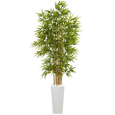 6' Artificial Bamboo Tree in Tall White Planter - Sam's Club