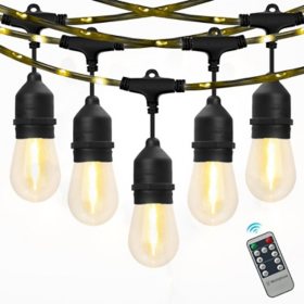 Westinghouse 48' Warm White LED String Light Set with Remote Control, 15 Bulbs