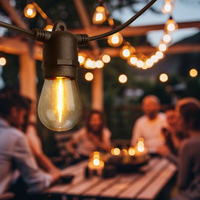 Westinghouse 36 Solar Powered LED Vintage White String Light Set 15 Bulbs with Remote Control