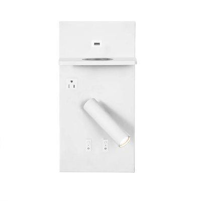 Spitzer Wall Mount White LED Adjustable Reading Light with Wireless Charging