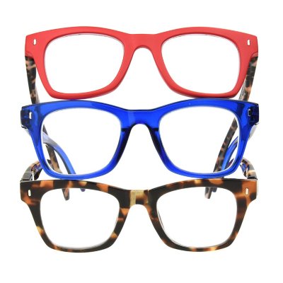 OPTIQUE Trifecta Square Reading Glasses (3 pack) +1.75