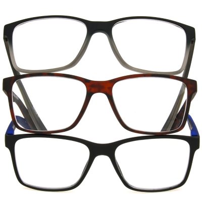 OPTIQUE Trifecta Square Reading Glasses (3 pack) +2.00