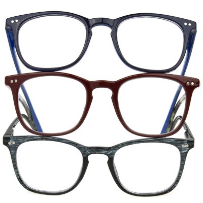 OPTIQUE Trifecta Square Reading Glasses (3 pack) +2.00