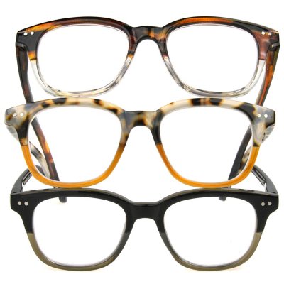 OPTIQUE Trifecta Round Reading Glasses (3 pack) + 1.75 