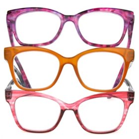 OPTIQUE Limited Collection Butterfly Reading Glasses with Chain and Cloth (3 pack)
