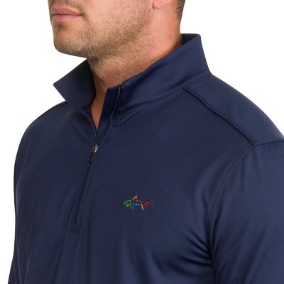 Greg Norman HERRINGBONE L/S HEATHERED 1/4 ZIP MOCK