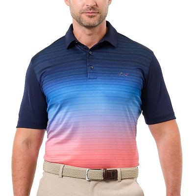 Greg Norman Mens Polo Golf Shirt Freedom Performance Play Dry 4XL Blue outlets Stripe