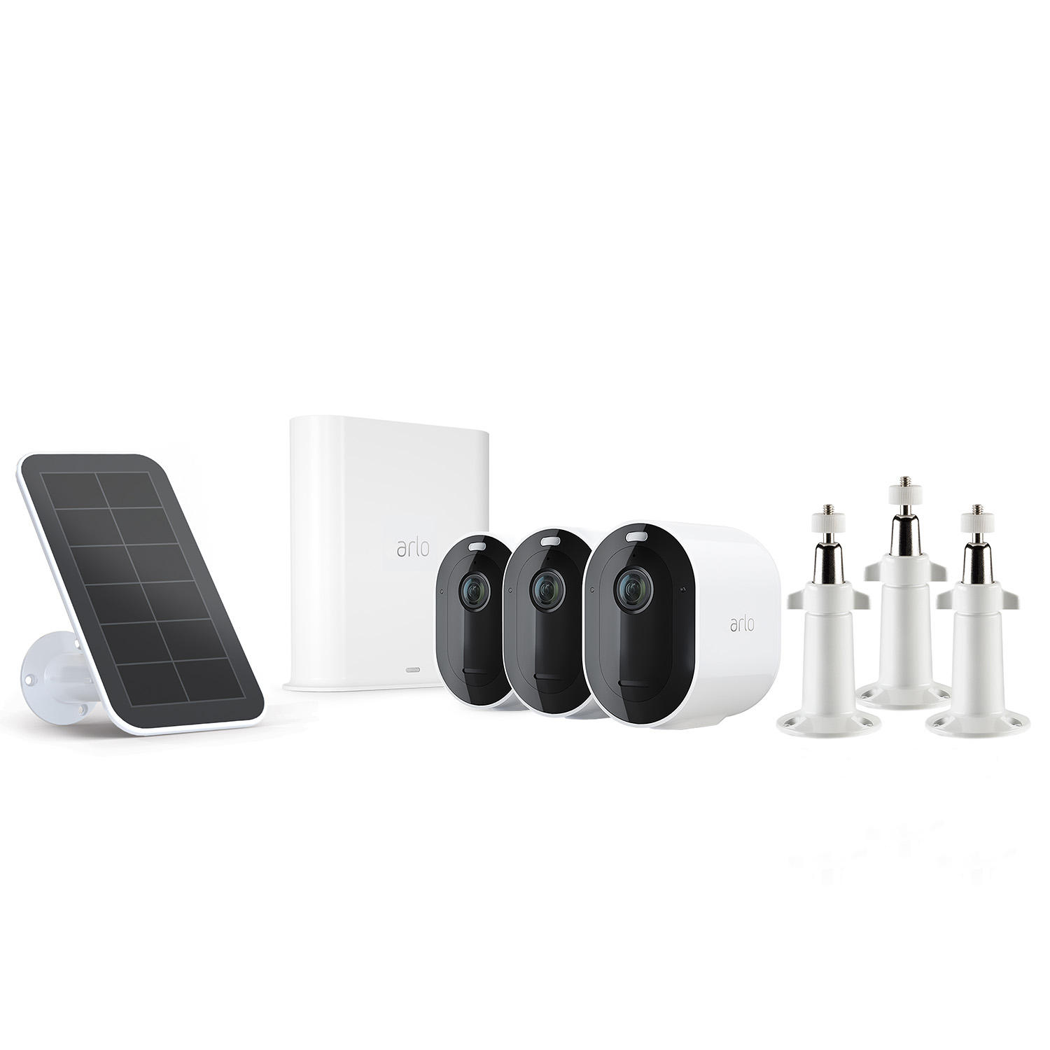 Arlo Pro 3, 3 Pack Wire-Free Security Camera System with Bonus Solar Panel and Outdoor Secuirty Mounts