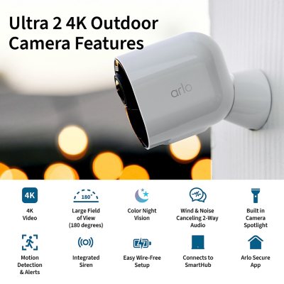 【ほぼ新品】Arlo Ultra2 セキュリティカメラ2台+SmartHub Arlo Ultra 2 Wireless Spotlight Security Camera, 2 pk