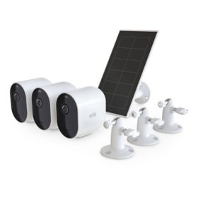 Arlo Pro 5S 2K Spotlight Camera, 3 Cameras and 1 Solar Panel, White