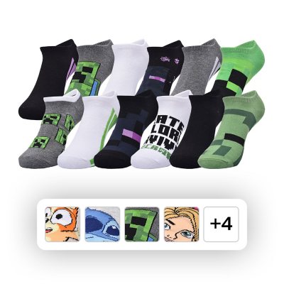 Character Kids 12 Pack Sock - MINECRAFT L:- L, Minecraft Green