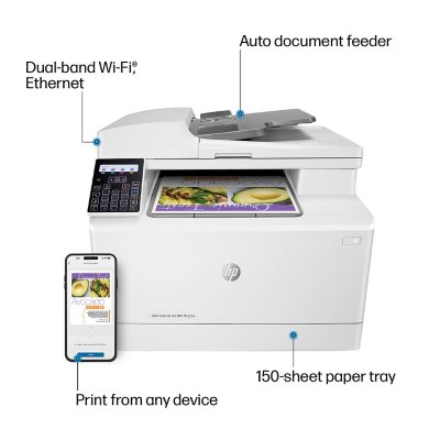  HP Color Laserjet Pro MFP M183fw Multifunction Wireless  Printer, Scan, Copy and Fax with Built-in Fast Ethernet, 7KW56A (Renewed) :  Office Products