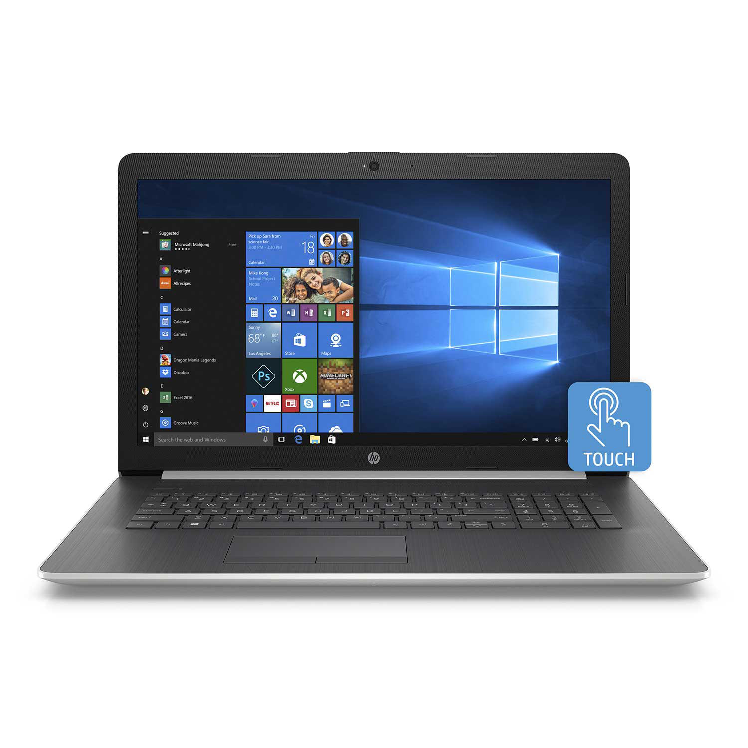 HP 17-by1971cl 17.3″ Touch Laptop with 8th Gen Core i7, 8GB RAM, 256GB SSD + 2 Year Warranty Care Pack