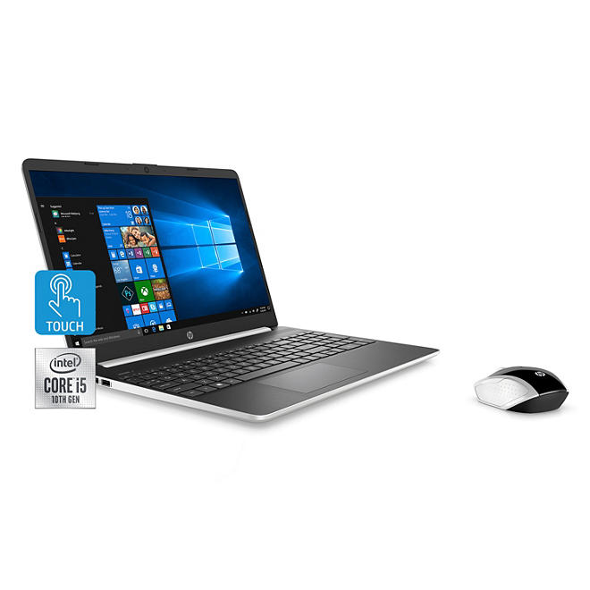 HP 15.6" HD Touchscreen Laptop, Intel Core i5-1035G1 Processor, 8GB Memory, 256GB SSD, HP Wireless Mouse, 2 Year Warranty Care Pack with Accidental Damage Protection, Windows 10 Home