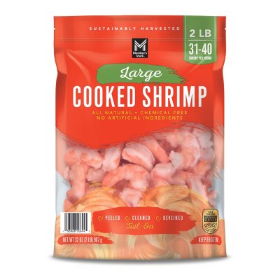 Members Mark Farm Raised Large Cooked Shrimp Frozen 31 40 Ct Per