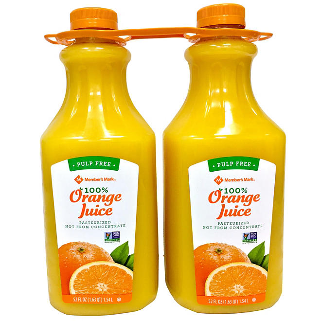 Member's Mark 100% Orange Juice, Pulp Free 2 pk.
