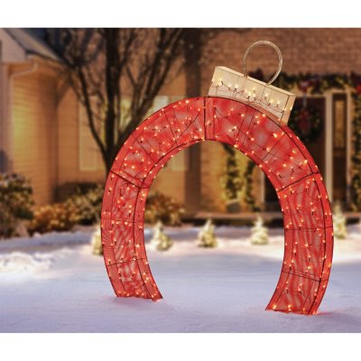Member's Mark 5' Pre-Lit Twinkling Ornament Arch (Red/Champagne)