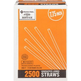 Concession Essentials Plastic Straws Wrapped 1000 Pack - 10.25