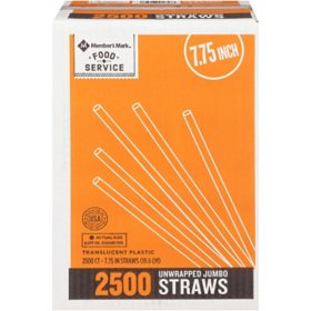 Member's Mark Jumbo 7.75" Unwrapped Straws, Translucent (2,500 ct.)