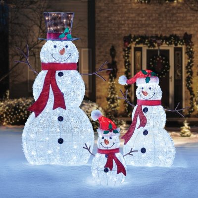 Sam's Club Christmas clearance - Member's Mark Set of 3 LED Twinkling Crystal Iced Snowman Family