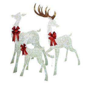 Member S Mark Set Of 3 Led Twinkling Crystal Iced Deer Family
