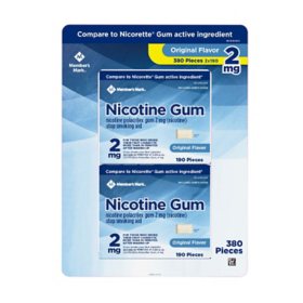 Member's Mark Nicotine Uncoated Gum, Original Flavor, 190 ct., 2 pk.