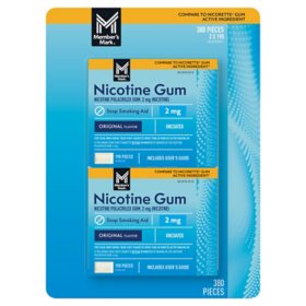 Member's Mark Nicotine Uncoated Gum, Original Flavor, 190 ct., 2 pk.