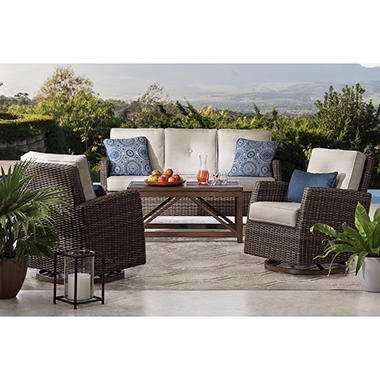 Garden,Balcony Gray SCYL/ Color/ Your/ Life 3 Pieces Patio Furniture Sets,Outdoor Metal Conversation Sets,Backyard Cushioned Porch Chairs W//Glass Coffee Table for Lawn