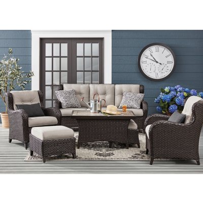 Member S Mark Agio Heritage 6 Piece Deep Seating Set With Sunbrella Fabric Dove Sam S Club