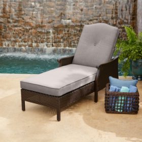 Member's Mark Heritage Woven Cushioned Chaise Lounge with Sunbrella Fabric