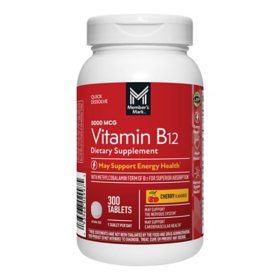 Member's Mark Sublingual Vitamin B12 5000mcg Methylcobalamin, 300 ct.