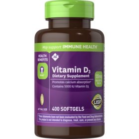 Member's Mark Vitamin D-3 Softgels, 5000 IU 400 ct.