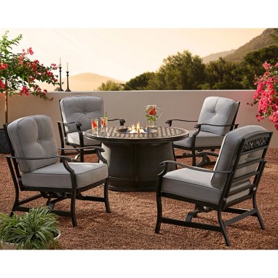 Member S Mark Agio Hastings 5 Piece Fire Pit Chat Set With Sunbrella Fabrics Sam S Club