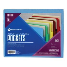 Member's Mark Color File Pockets, Letter, 10/PK