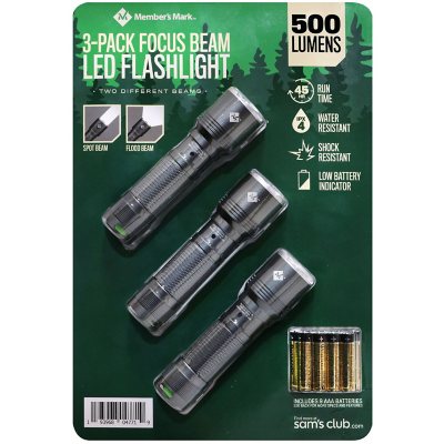 Member's Mark 3-Pack Focus Beam Tactical LED Flashlights - Sam's Club