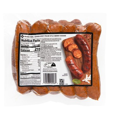 Member S Mark Smoked Italian Style Chicken Sausage With Mozzarella 12 Links Sam S Club