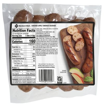 Member S Mark Smoked Apple Chicken Sausage 12 Ct Sam S Club