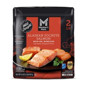 Member's Mark Wild Caught Boneless Alaskan Sockeye Salmon, Frozen, 2 lbs.