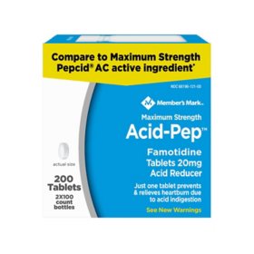Member’s Mark Acid-Pep Acid Reducer Tablets, 20 mg Famotidine, 100 ct./pk., 2 pk.