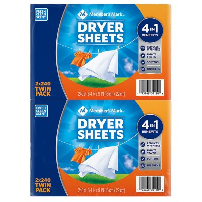 Member's Mark Fabric Softener Dryer Sheets Clothes Laundry Freshener