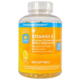 Member's Mark Vitamin E Softgels, 180 mg, 500 ct.