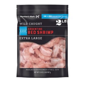 Member's Mark Wild Caught Extra Large Raw Argentine Red Shrimp, Frozen, 16-30 ct. per pound, 2 lbs.