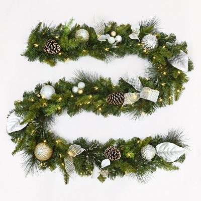 Member's Mark 9' PreLit Decorative Silver Garland Sam's Club
